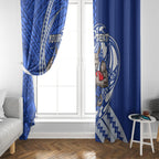 Personalized North Melbourne Kangaroos Window Curtain Polynesian Tribal Kangaroo Mascot With Hibiscus Floral Art