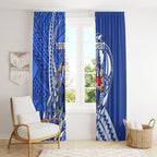Personalized North Melbourne Kangaroos Window Curtain Polynesian Tribal Kangaroo Mascot With Hibiscus Floral Art