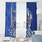 Personalized North Melbourne Kangaroos Window Curtain Polynesian Tribal Kangaroo Mascot With Hibiscus Floral Art
