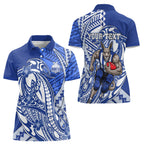 Personalized North Melbourne Kangaroos Women Polo Shirt Polynesian Tribal Kangaroo Mascot With Hibiscus Floral Art