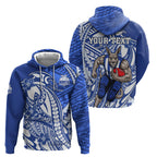 Personalized North Melbourne Kangaroos Zip Hoodie Polynesian Tribal Kangaroo Mascot With Hibiscus Floral Art