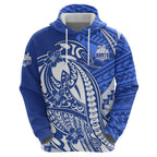 Personalized North Melbourne Kangaroos Zip Hoodie Polynesian Tribal Kangaroo Mascot With Hibiscus Floral Art