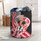 Personalized St Kilda Saints Laundry Basket Polynesian Tribal Saint Mascot With Hibiscus Floral Art