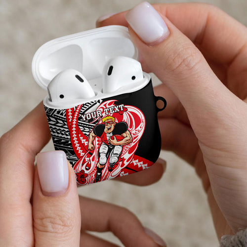 Personalized St Kilda Saints AirPods Case Polynesian Tribal Saint Mascot With Hibiscus Floral Art