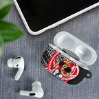 Personalized St Kilda Saints AirPods Case Polynesian Tribal Saint Mascot With Hibiscus Floral Art