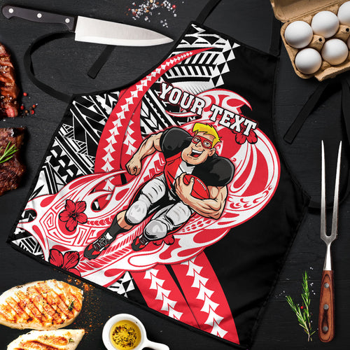 Personalized St Kilda Saints Apron Polynesian Tribal Saint Mascot With Hibiscus Floral Art
