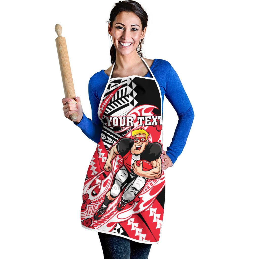 Personalized St Kilda Saints Apron Polynesian Tribal Saint Mascot With Hibiscus Floral Art