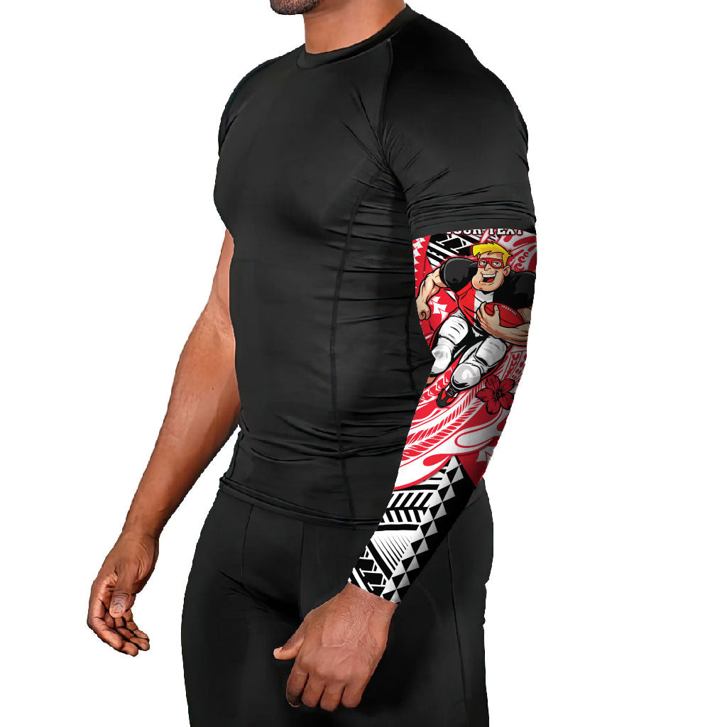 Personalized St Kilda Saints Arm Sleeves Polynesian Tribal Saint Mascot With Hibiscus Floral Art