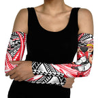 Personalized St Kilda Saints Arm Sleeves Polynesian Tribal Saint Mascot With Hibiscus Floral Art