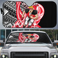 Personalized St Kilda Saints Auto Sun Shade Polynesian Tribal Saint Mascot With Hibiscus Floral Art