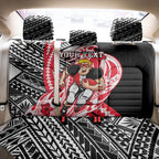 Personalized St Kilda Saints Back Car Seat Cover Polynesian Tribal Saint Mascot With Hibiscus Floral Art