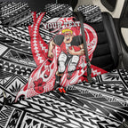 Personalized St Kilda Saints Back Car Seat Cover Polynesian Tribal Saint Mascot With Hibiscus Floral Art