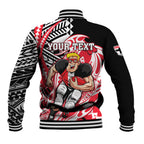 Personalized St Kilda Saints Baseball Jacket Polynesian Tribal Saint Mascot With Hibiscus Floral Art