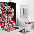 Personalized St Kilda Saints Bathroom Set Polynesian Tribal Saint Mascot With Hibiscus Floral Art
