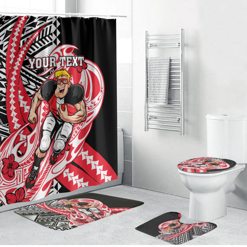 Personalized St Kilda Saints Bathroom Set Polynesian Tribal Saint Mascot With Hibiscus Floral Art