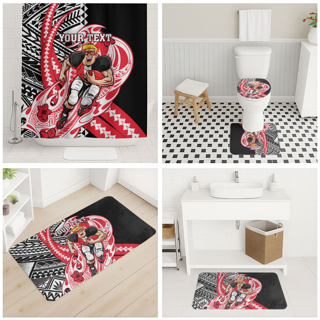 Personalized St Kilda Saints Bathroom Set Polynesian Tribal Saint Mascot With Hibiscus Floral Art