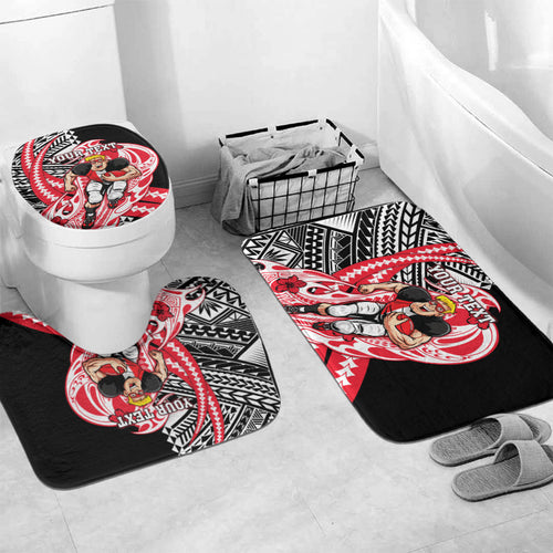Personalized St Kilda Saints Bathroom Set Polynesian Tribal Saint Mascot With Hibiscus Floral Art