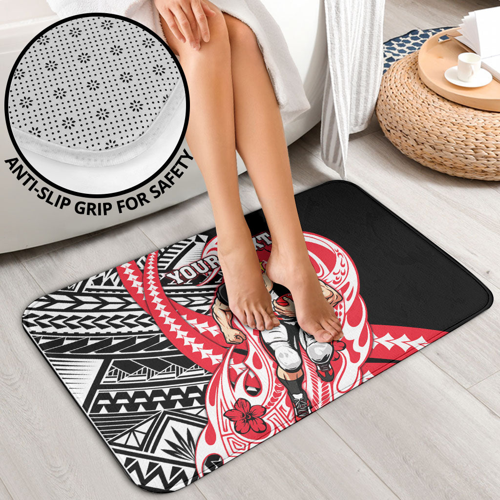 Personalized St Kilda Saints Bathroom Set Polynesian Tribal Saint Mascot With Hibiscus Floral Art