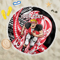 Personalized St Kilda Saints Beach Blanket Polynesian Tribal Saint Mascot With Hibiscus Floral Art