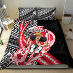 Personalized St Kilda Saints Bedding Set Polynesian Tribal Saint Mascot With Hibiscus Floral Art
