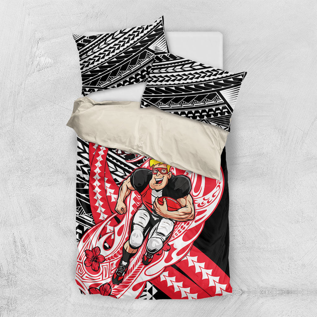 Personalized St Kilda Saints Bedding Set Polynesian Tribal Saint Mascot With Hibiscus Floral Art