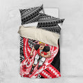 Personalized St Kilda Saints Bedding Set Polynesian Tribal Saint Mascot With Hibiscus Floral Art