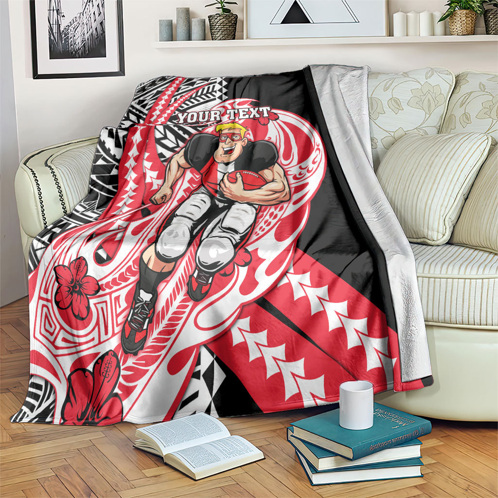 Personalized St Kilda Saints Blanket Polynesian Tribal Saint Mascot With Hibiscus Floral Art