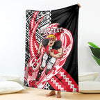 Personalized St Kilda Saints Blanket Polynesian Tribal Saint Mascot With Hibiscus Floral Art