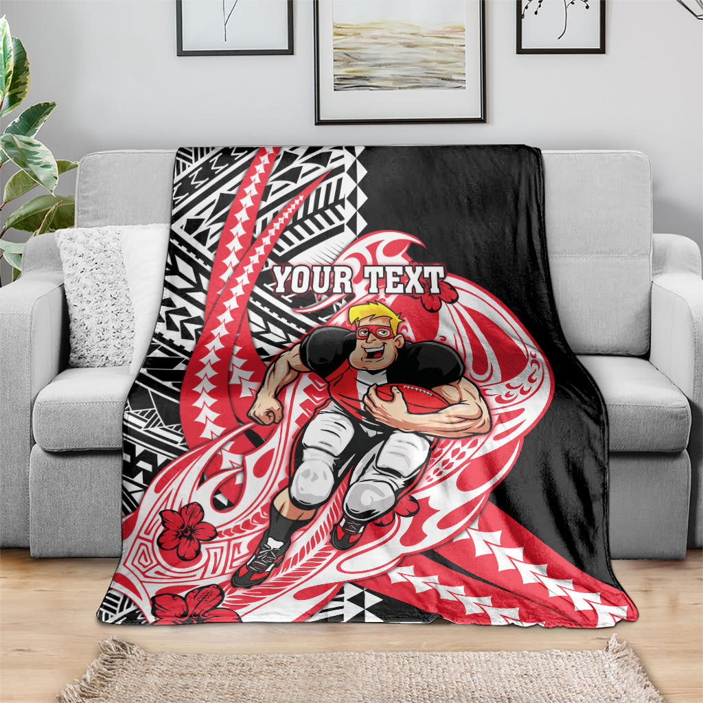 Personalized St Kilda Saints Blanket Polynesian Tribal Saint Mascot With Hibiscus Floral Art