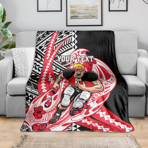 Personalized St Kilda Saints Blanket Polynesian Tribal Saint Mascot With Hibiscus Floral Art