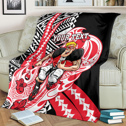 Personalized St Kilda Saints Blanket Polynesian Tribal Saint Mascot With Hibiscus Floral Art