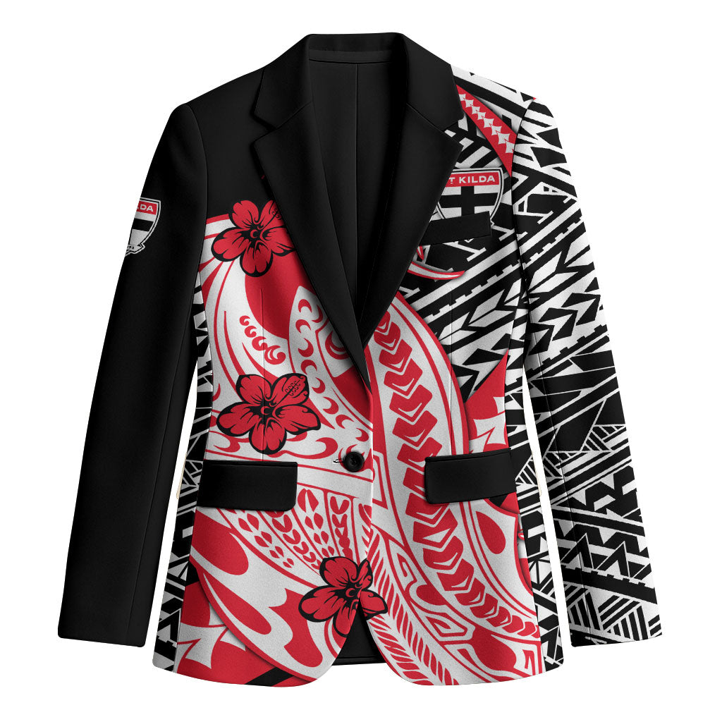 Personalized St Kilda Saints Blazer Polynesian Tribal Saint Mascot With Hibiscus Floral Art
