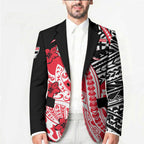 Personalized St Kilda Saints Blazer Polynesian Tribal Saint Mascot With Hibiscus Floral Art