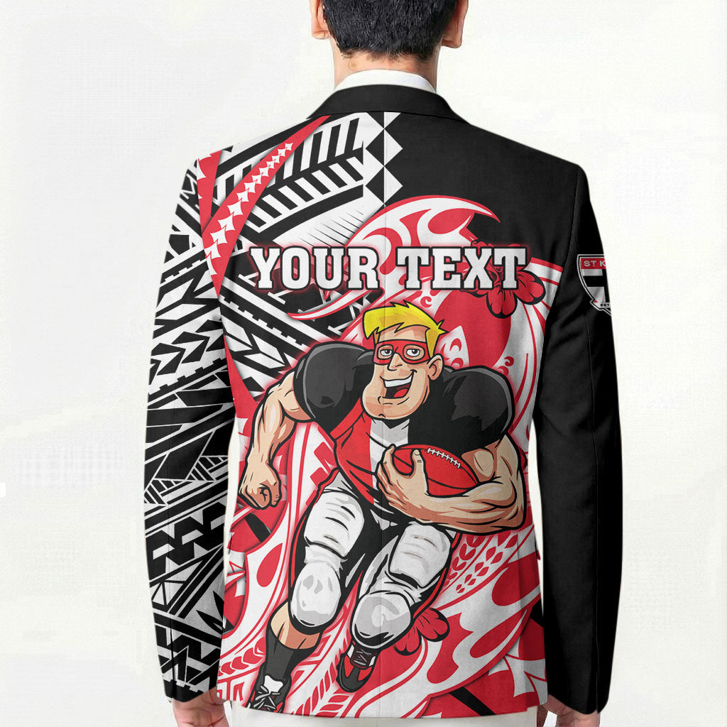 Personalized St Kilda Saints Blazer Polynesian Tribal Saint Mascot With Hibiscus Floral Art