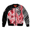 Personalized St Kilda Saints Bomber Jacket Polynesian Tribal Saint Mascot With Hibiscus Floral Art