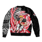 Personalized St Kilda Saints Bomber Jacket Polynesian Tribal Saint Mascot With Hibiscus Floral Art