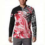Personalized St Kilda Saints Button Sweatshirt Polynesian Tribal Saint Mascot With Hibiscus Floral Art