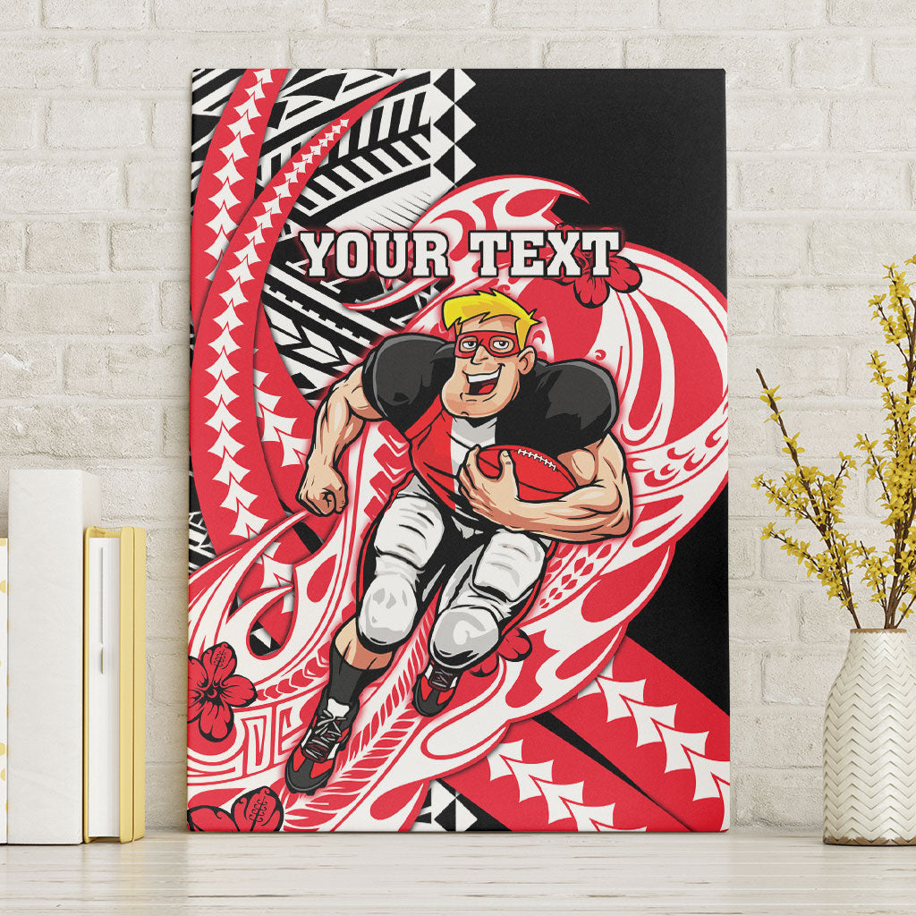 Personalized St Kilda Saints Canvas Wall Art Polynesian Tribal Saint Mascot With Hibiscus Floral Art