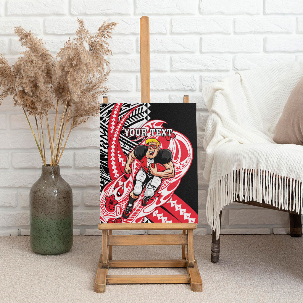 Personalized St Kilda Saints Canvas Wall Art Polynesian Tribal Saint Mascot With Hibiscus Floral Art