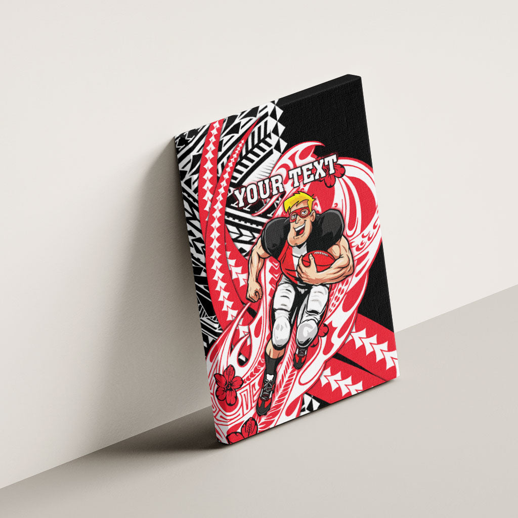 Personalized St Kilda Saints Canvas Wall Art Polynesian Tribal Saint Mascot With Hibiscus Floral Art