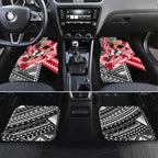 Personalized St Kilda Saints Car Mats Polynesian Tribal Saint Mascot With Hibiscus Floral Art