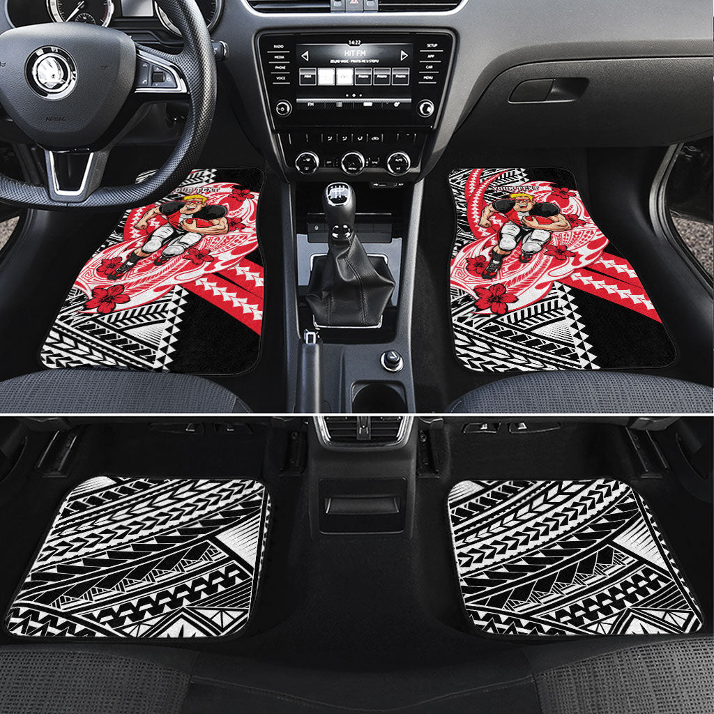 Personalized St Kilda Saints Car Mats Polynesian Tribal Saint Mascot With Hibiscus Floral Art