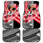 Personalized St Kilda Saints Car Mats Polynesian Tribal Saint Mascot With Hibiscus Floral Art