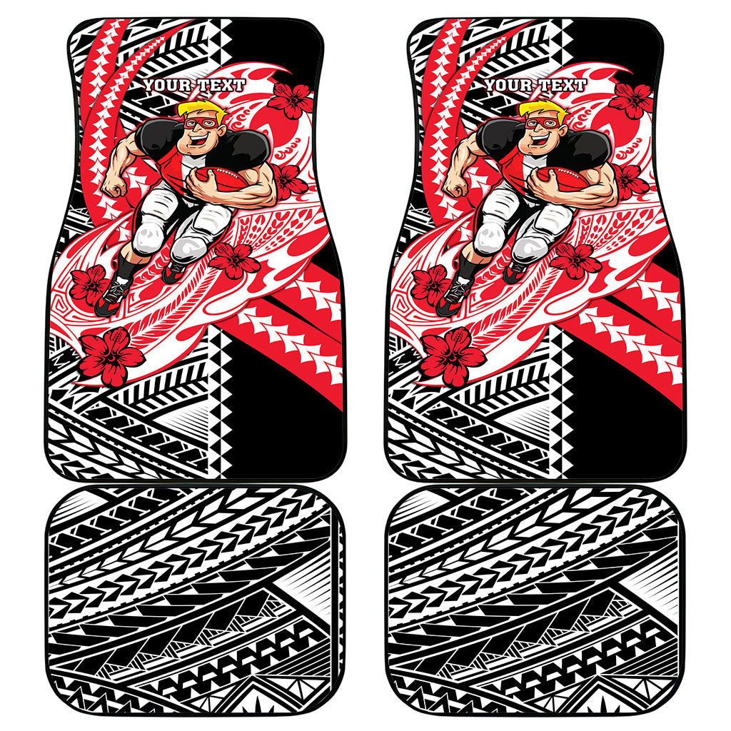 Personalized St Kilda Saints Car Mats Polynesian Tribal Saint Mascot With Hibiscus Floral Art