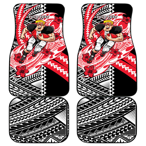 Personalized St Kilda Saints Car Mats Polynesian Tribal Saint Mascot With Hibiscus Floral Art
