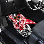 Personalized St Kilda Saints Car Mats Polynesian Tribal Saint Mascot With Hibiscus Floral Art
