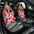 Personalized St Kilda Saints Car Seat Cover Polynesian Tribal Saint Mascot With Hibiscus Floral Art