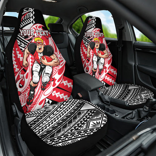 Personalized St Kilda Saints Car Seat Cover Polynesian Tribal Saint Mascot With Hibiscus Floral Art