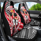 Personalized St Kilda Saints Car Seat Cover Polynesian Tribal Saint Mascot With Hibiscus Floral Art