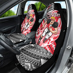 Personalized St Kilda Saints Car Seat Cover Polynesian Tribal Saint Mascot With Hibiscus Floral Art